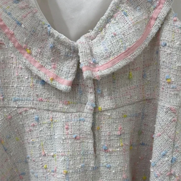 Janie & Jack Pink and White Boucle Girls Dress w Ruffle Sleeves | Collections - Picture 4 of 6